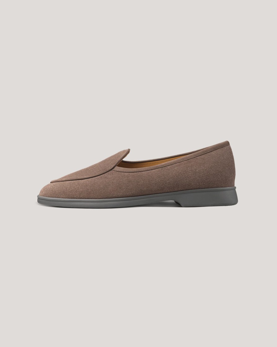 Footwear BAUDOIN u0026 LANGE LONDON | B&L Stride Suede Loafer Deep Taupe