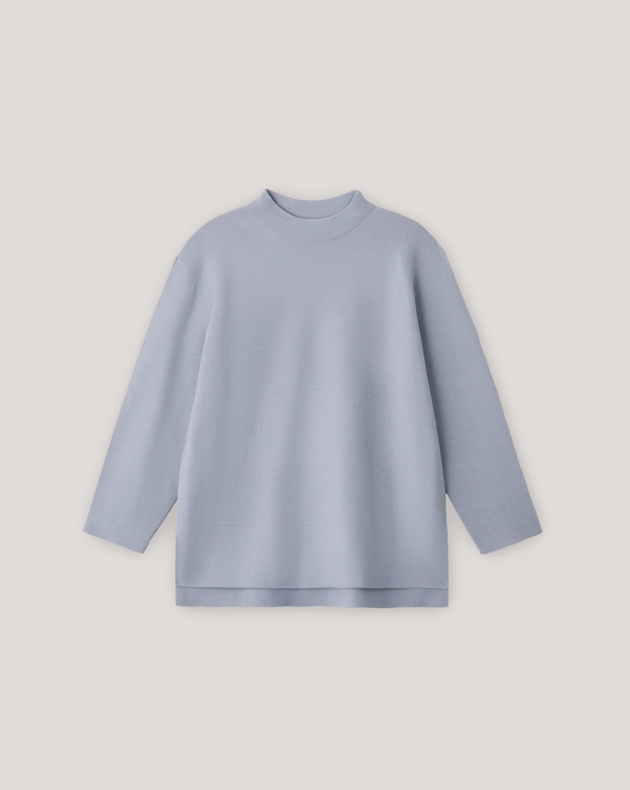 Knitwear And Sweatshirts CFCL | Cfcl Vol.5 Garter Mock Neck Tee Lt Blue