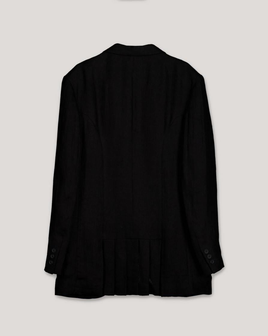 Outerwear YOHJI YAMAMOTO | Yohji Yamamoto I-Front Edged Leather Pleated Jacket