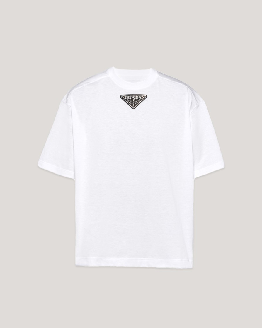 T-Shirts PRADA | Prada Black Triangle Logo Cn Ss Tee