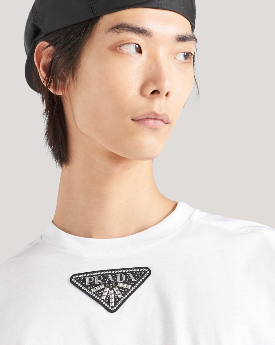 T-Shirts PRADA | Prada Black Triangle Logo Cn Ss Tee