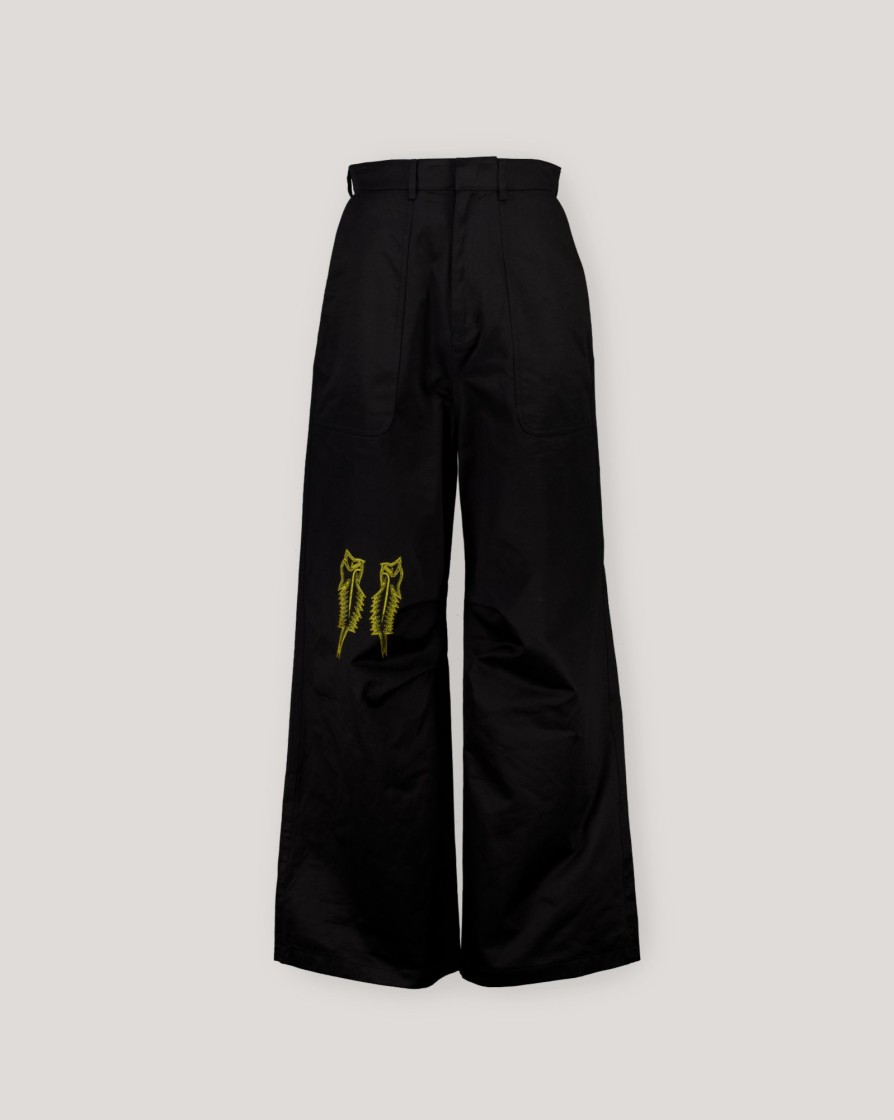 Trousers WE11DONE | We11Done Black Mens Western Embroidered Pants