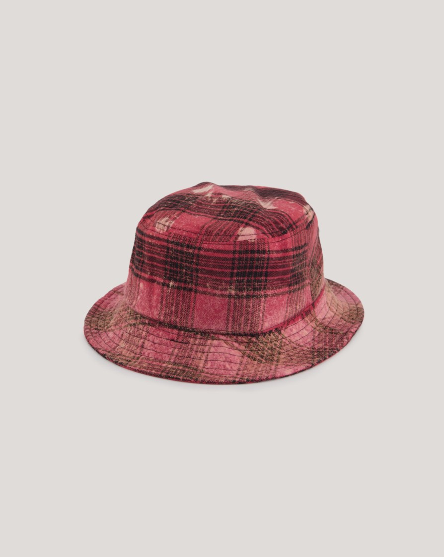 Accessories WE11DONE | We11Done Red Bleach Washed Check Hat