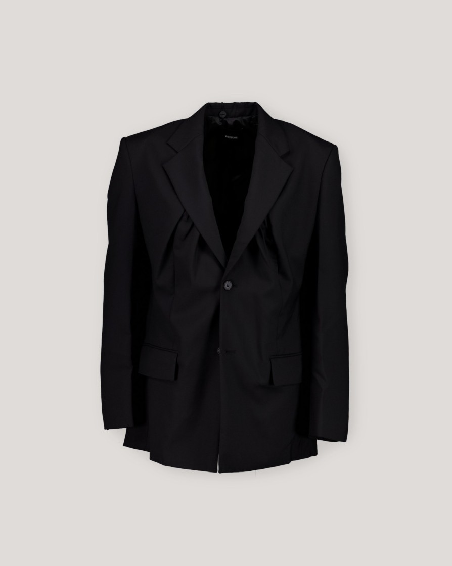 Outerwear WE11DONE | We11Done Black Shirring Wool Jacket