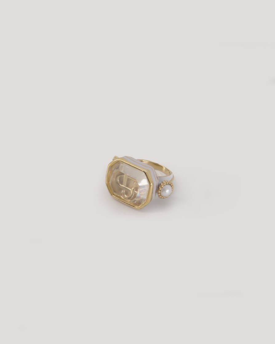 Jewellery CASABLANCA | Casablanca Pearl & Stone Gradient Ring White/Gold