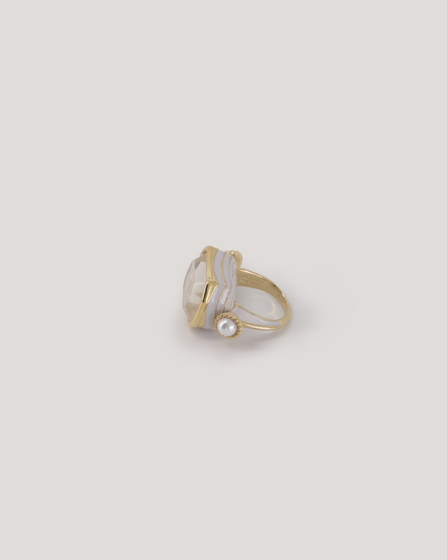 Jewellery CASABLANCA | Casablanca Pearl & Stone Gradient Ring White/Gold