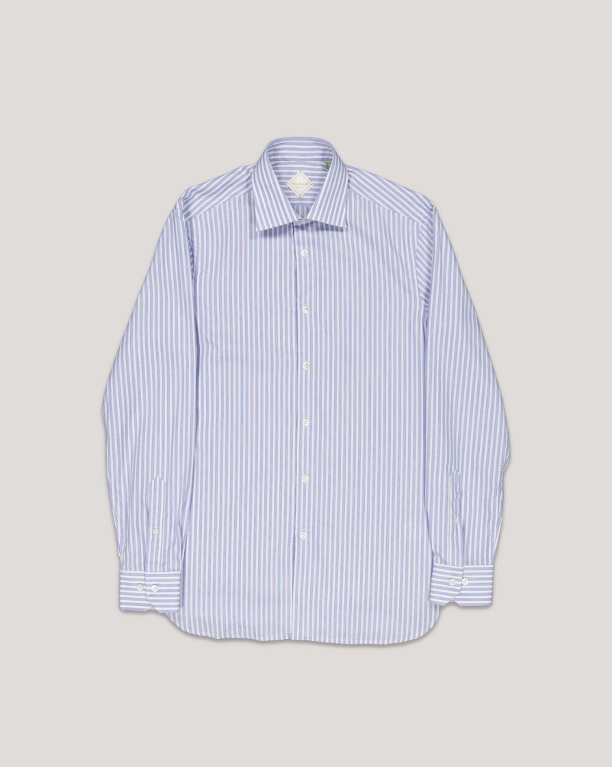 Shirts PAL ZILERI | Pal Zileri Classic Formal Ls Shirt Wht/Blue Stripe