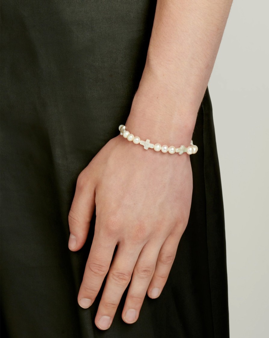 Jewellery HATTON LABS | Hatton Labs Cross Pearl Bracelet