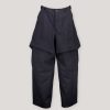 Trousers WE11DONE | We11Done Charcoal Mens Solid Flap Pocket Wide-Fit Pants