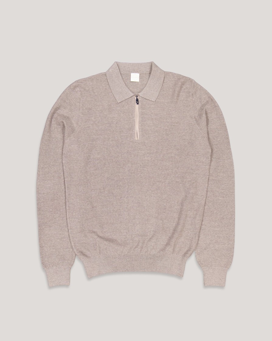 Knitwear And Sweatshirts PAL ZILERI | Pal Zileri Scooter Half Zip Wool Polo W/Suede Trim