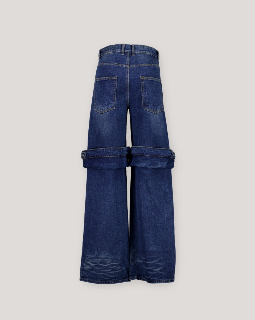 Trousers WE11DONE | We11Done Blue Mens Layered Wide Denim Pants