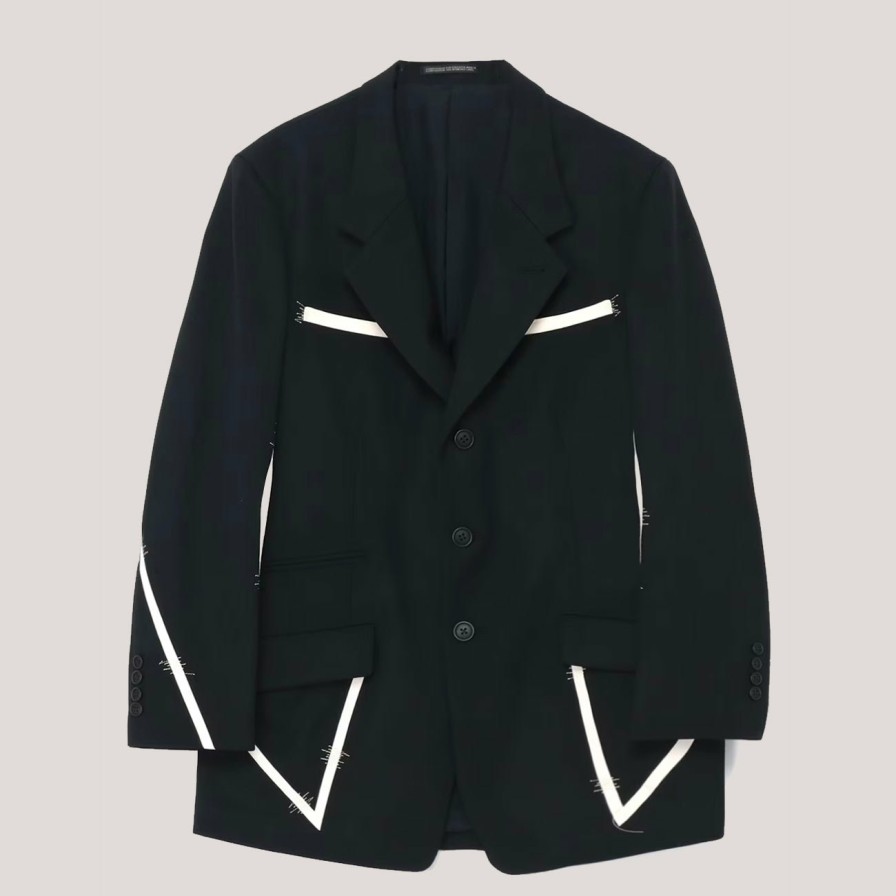 Outerwear YOHJI YAMAMOTO | Yohji Yamamoto W-Zig Stitch Tape 3-Button Sb Jacket