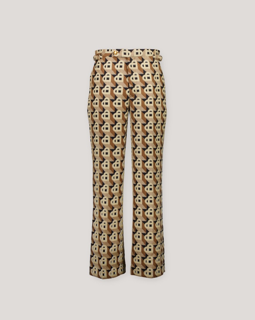 Trousers CASABLANCA | Casablanca Brown Camel Heart Jacquard Trousers W/Side Adjusters