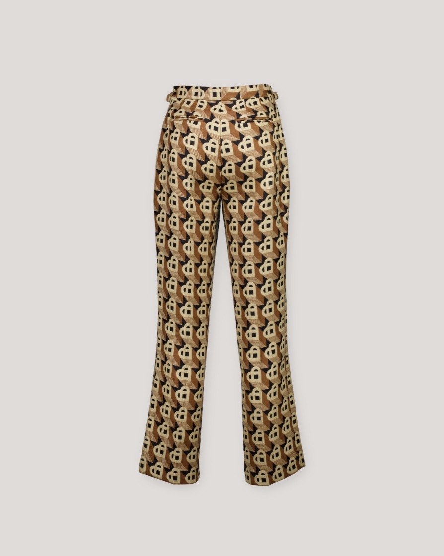 Trousers CASABLANCA | Casablanca Brown Camel Heart Jacquard Trousers W/Side Adjusters